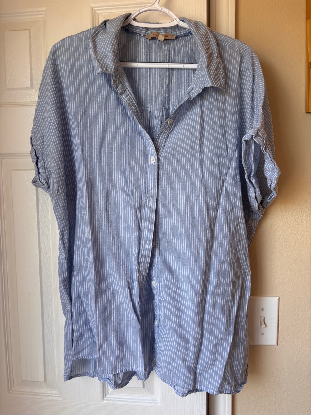 Relaxed Light Blue Pinstripe Women's Button-Down Shirt